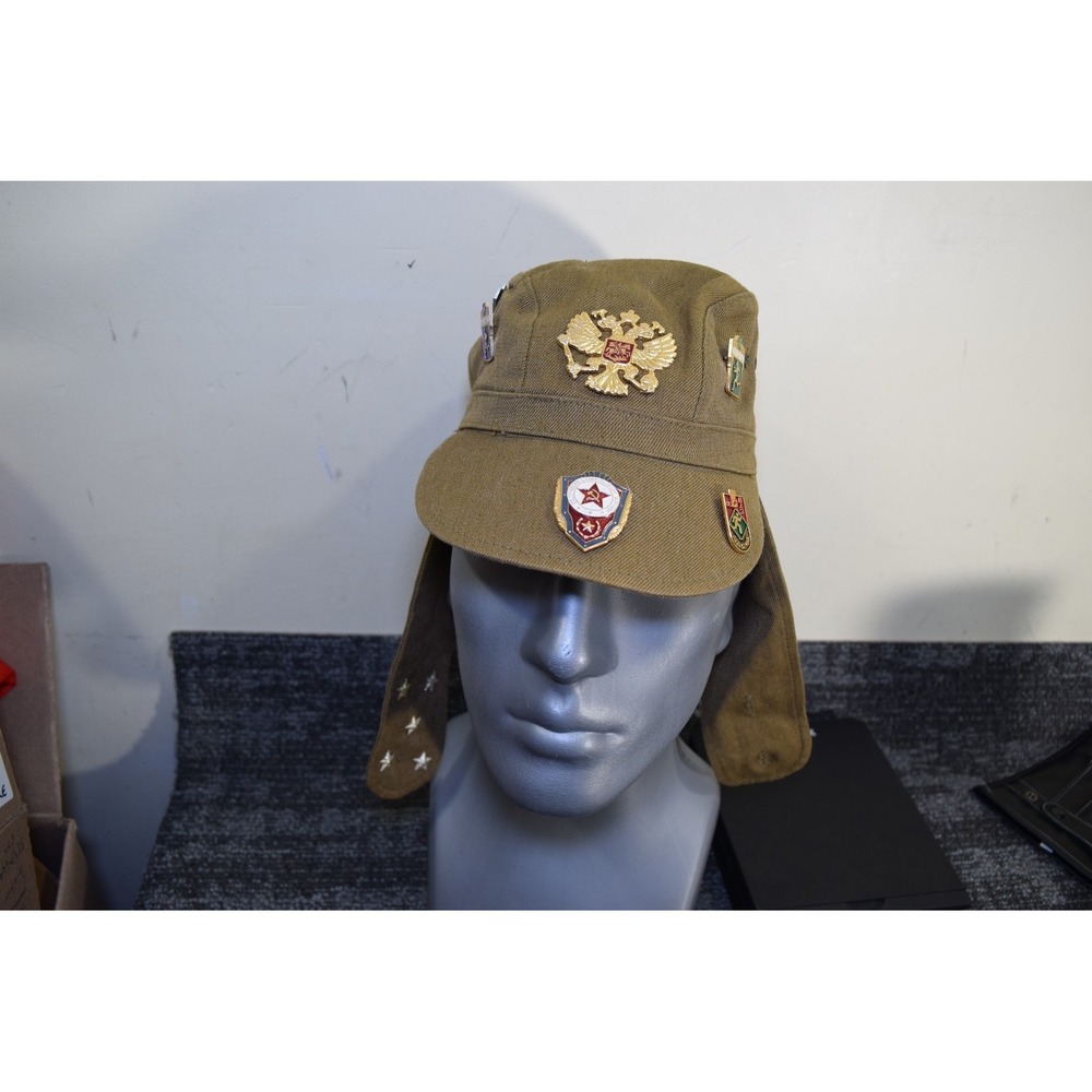 Soviet Russian Afghanka Hat Soldier Cap Military Hat 56 USSR + PINS - Picture 2 of 16